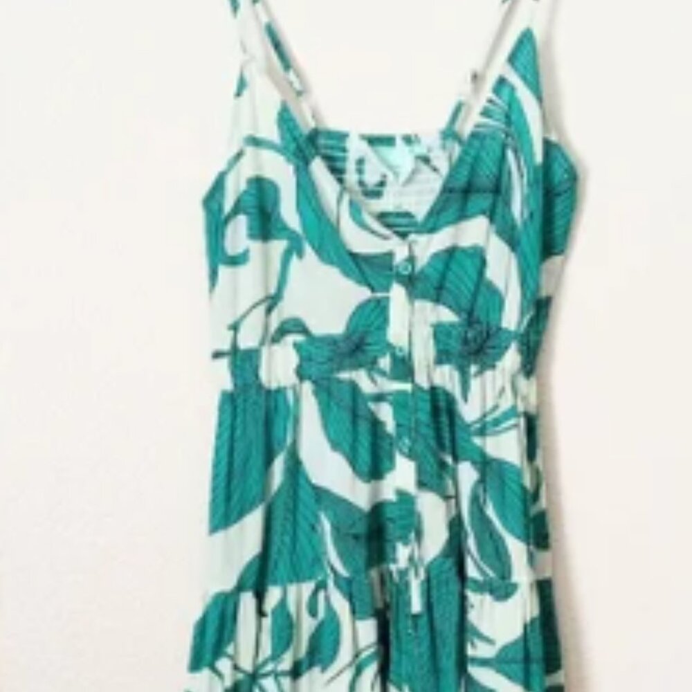 True Destinations 100% Cotton Tropical Printed Long Maxi Summer Dress